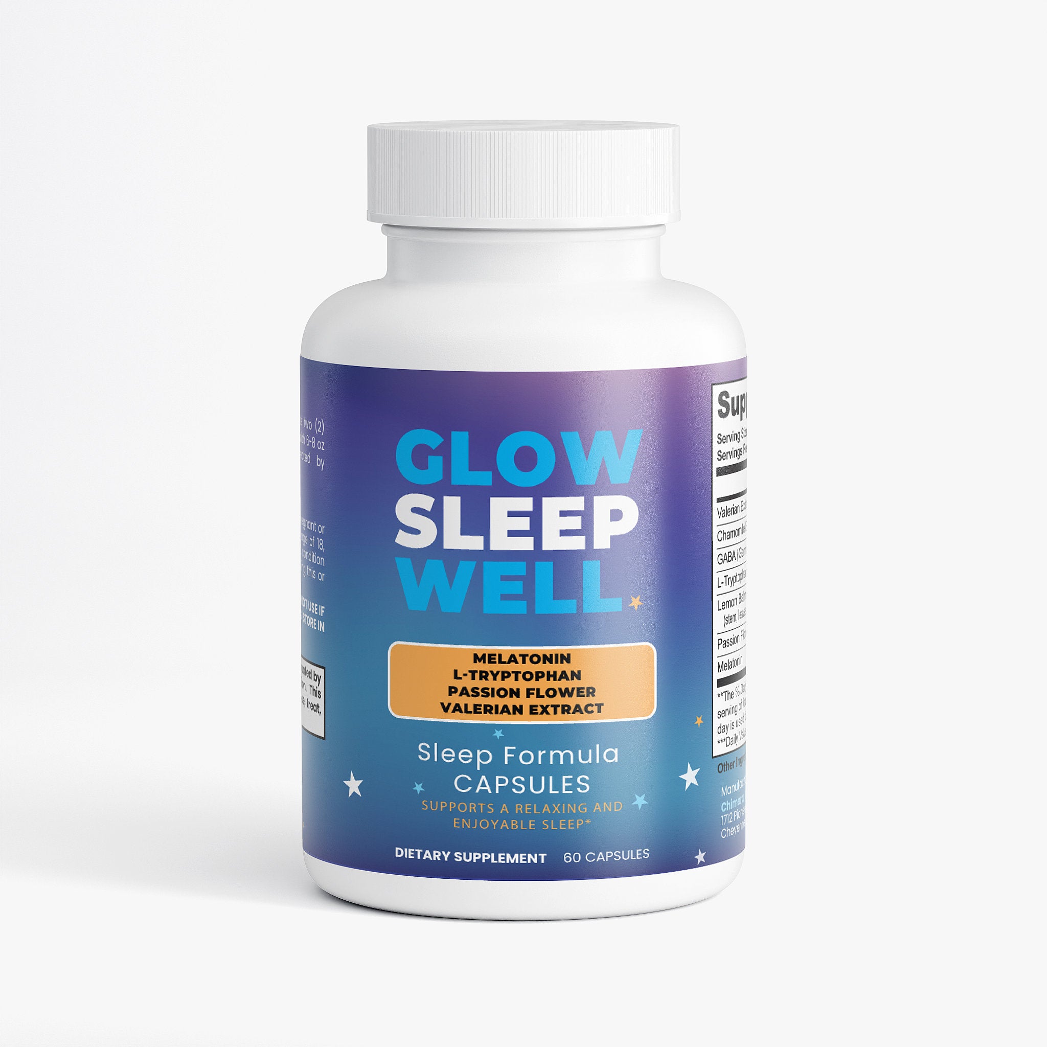 Glow Sleep Well Sleep Formula – Gentle Strength Natural Sleep Aid | Melatonin, Valerian & GABA | 60 Capsules