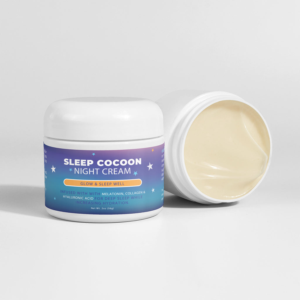 Sleep Cocoon Night Cream with Melatonin & Hyaluronic Acid — Deep Hydrating Anti-Aging Face Moisturizer with Avocado Oil & Lavender, 2 oz