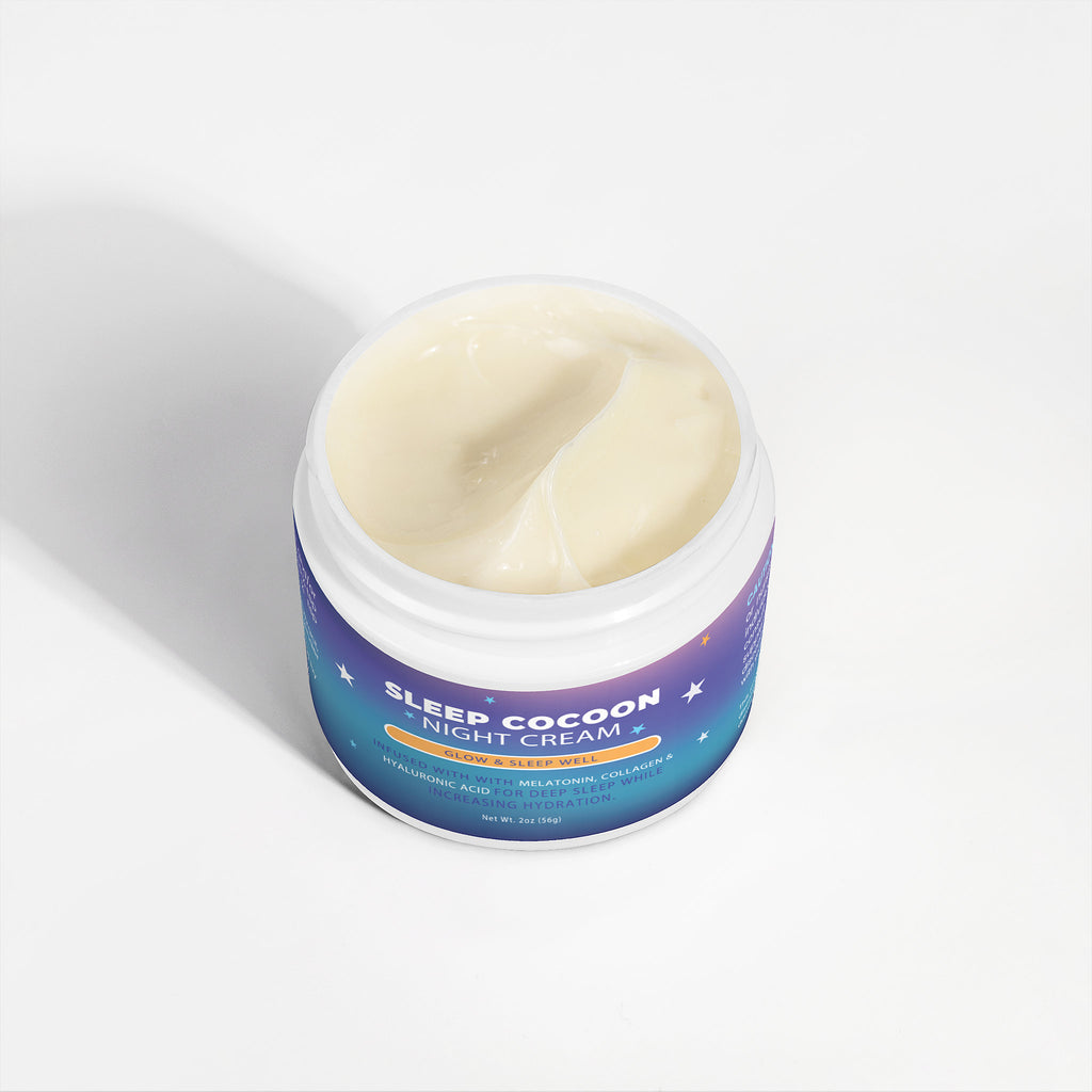 Sleep Cocoon Night Cream with Melatonin & Hyaluronic Acid — Deep Hydrating Anti-Aging Face Moisturizer with Avocado Oil & Lavender, 2 oz