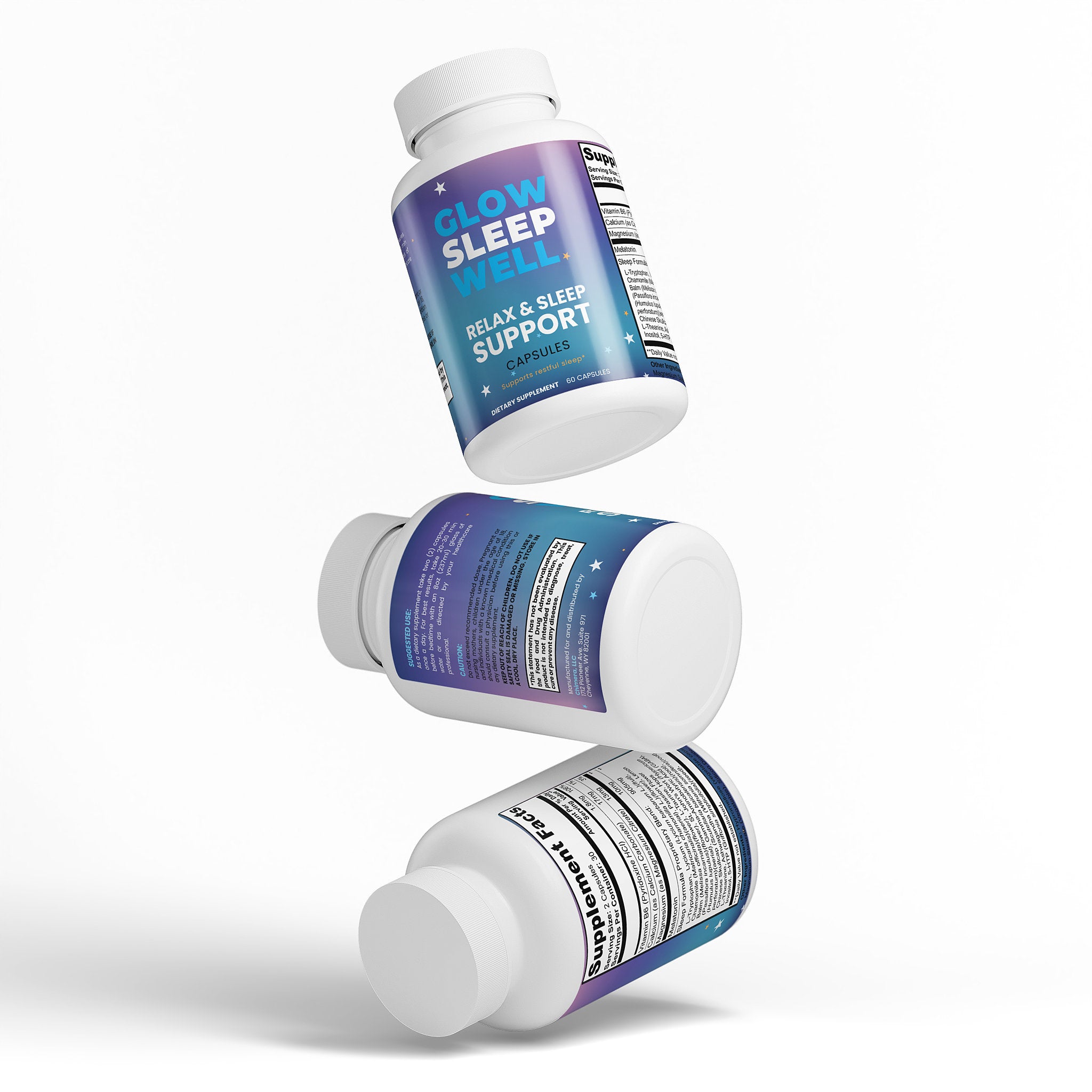 Glow Sleep Well Sleep Support – Extra Strength Sleep Aid | Magnesium, Ashwagandha & Melatonin | 60 Capsules
